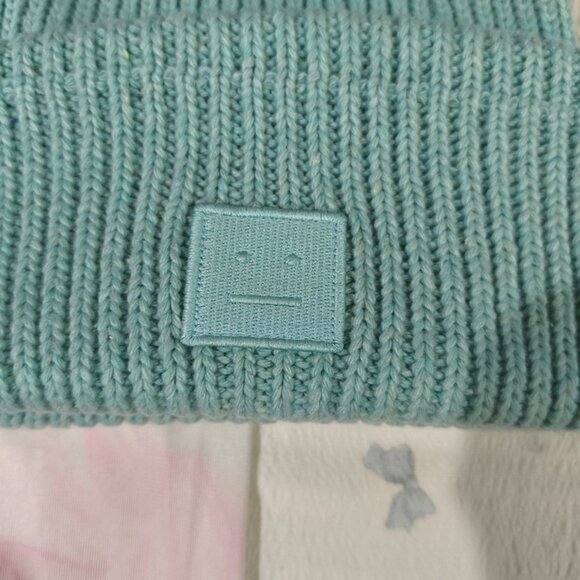 Acne Studios Large Logo Grey-Blue Beanie - Picture 2 of 4